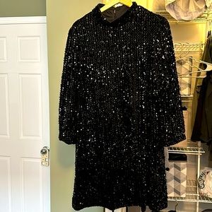 Sanctuary black 3/4 sleeve sequin cocktail dress. Worn once, great condition